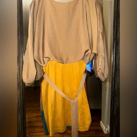 Uncle Frank Tan Textured Patchwork Dress - Picture 7 of 8